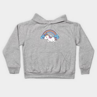 Cute Little Unicorn With Heart, Line Drawing White, Pink, Purple, Green & Yellow Kids Hoodie